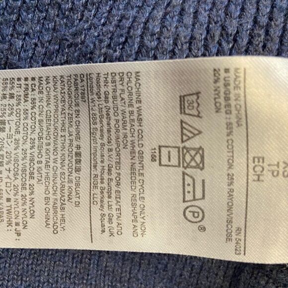 BANANA REPUBLIC Blue Loose Knit Hooded Cropped Sweater Crop Sleeve Top XS - Picture 7 of 9